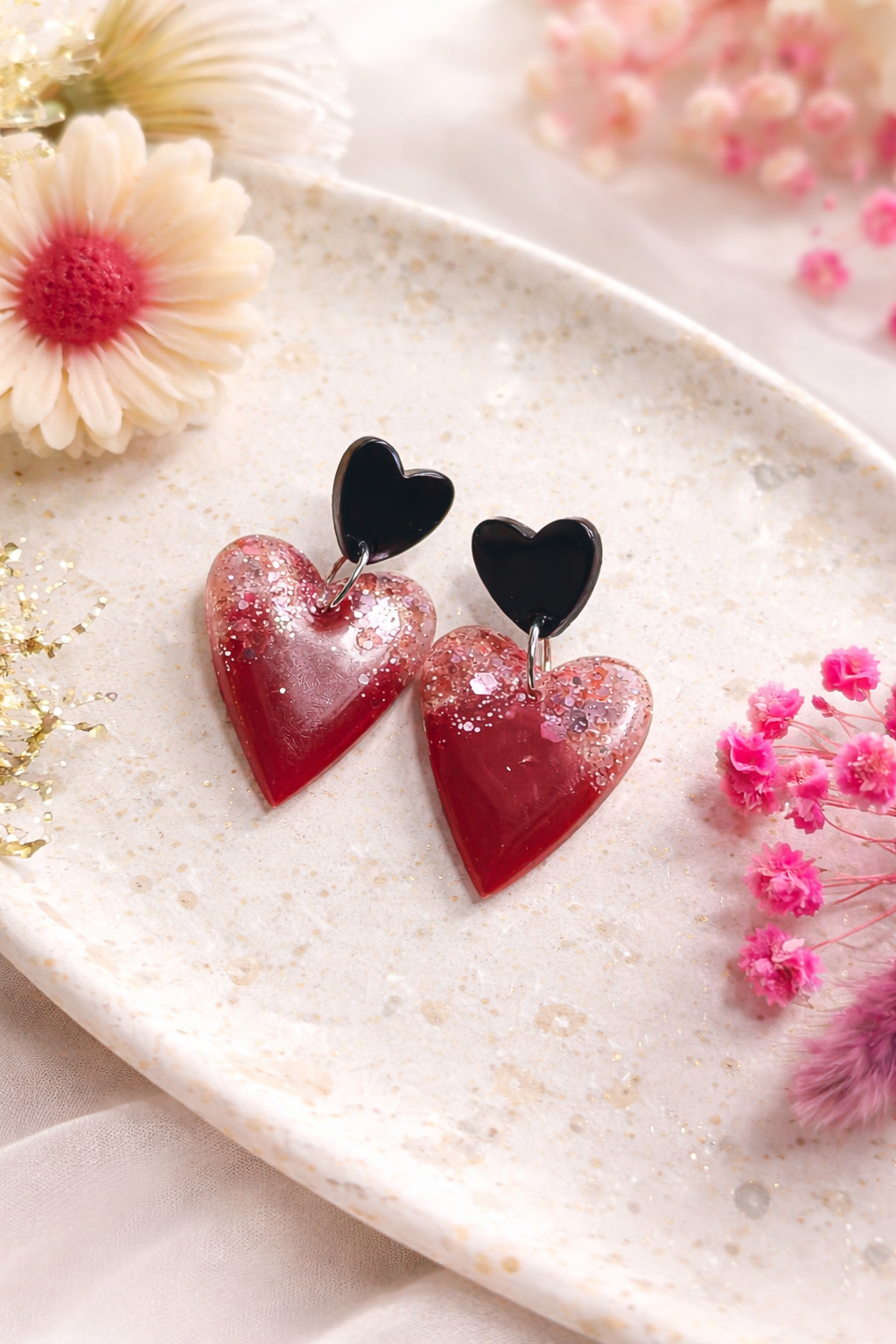 Coeur | Rouge & rose pailleté