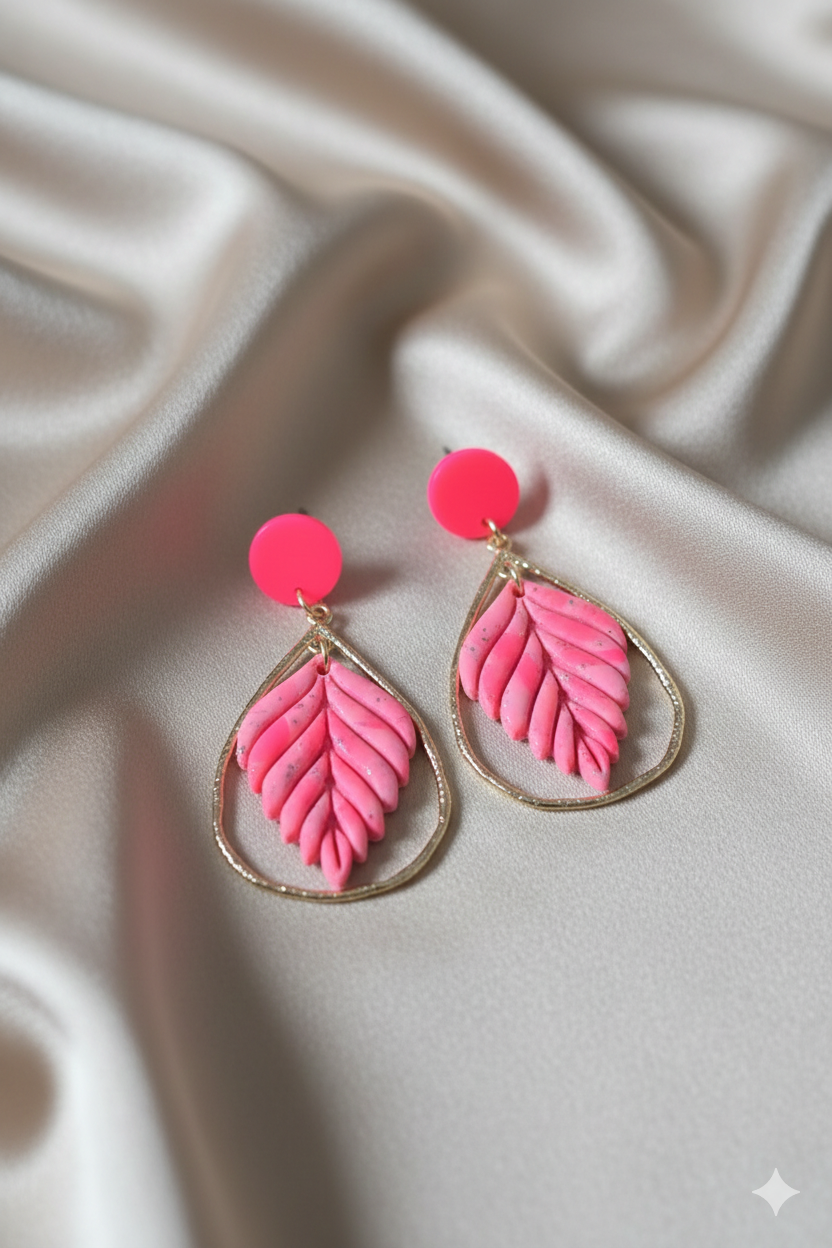 Feuille suspendu rose