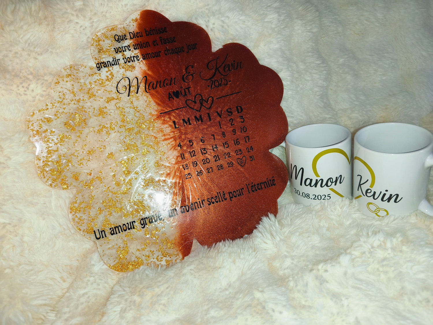 Plateau fleur en résine