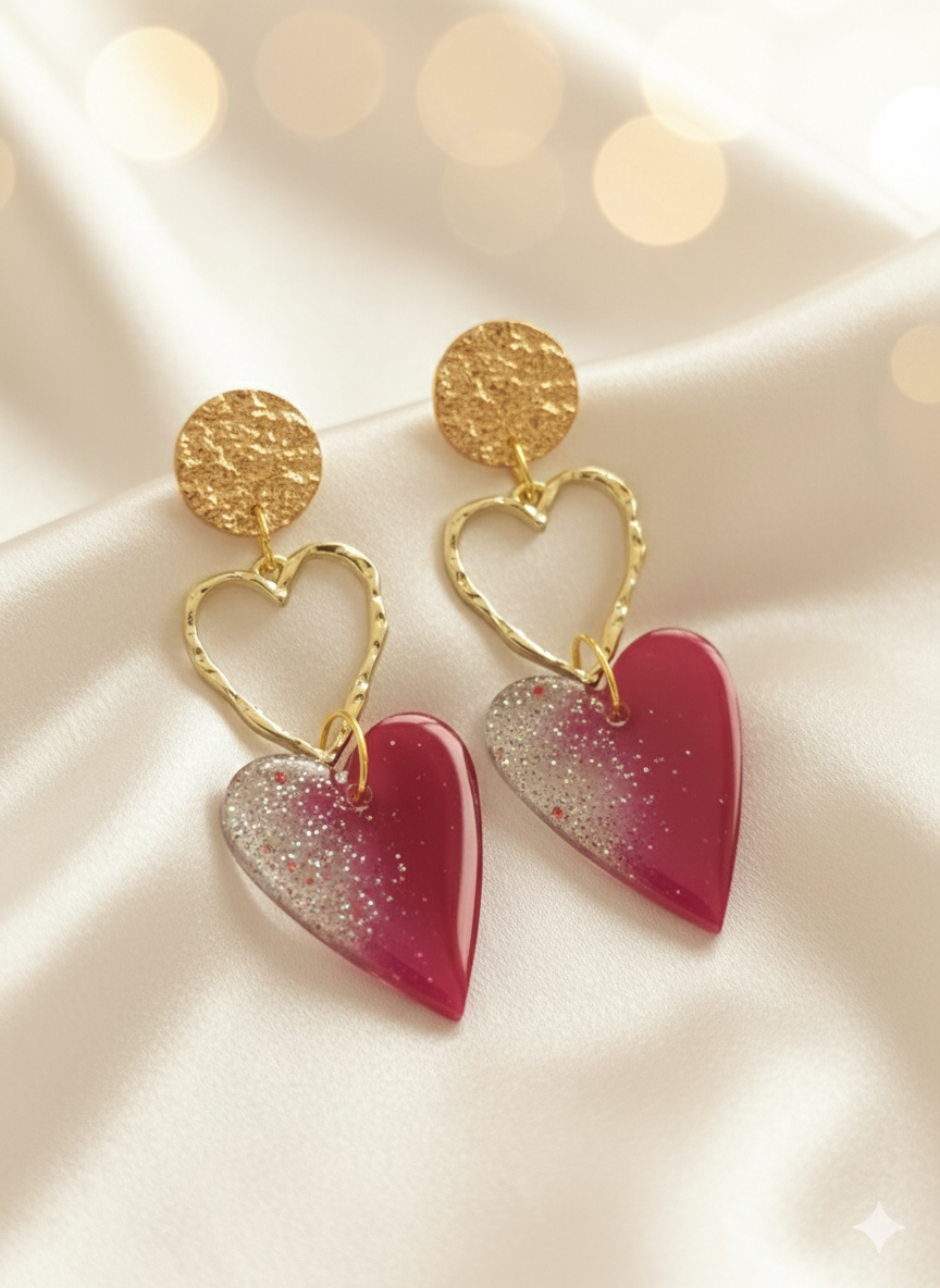 Coeur suspendu rouge/paillette