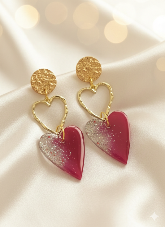 Coeur suspendu rouge/paillette