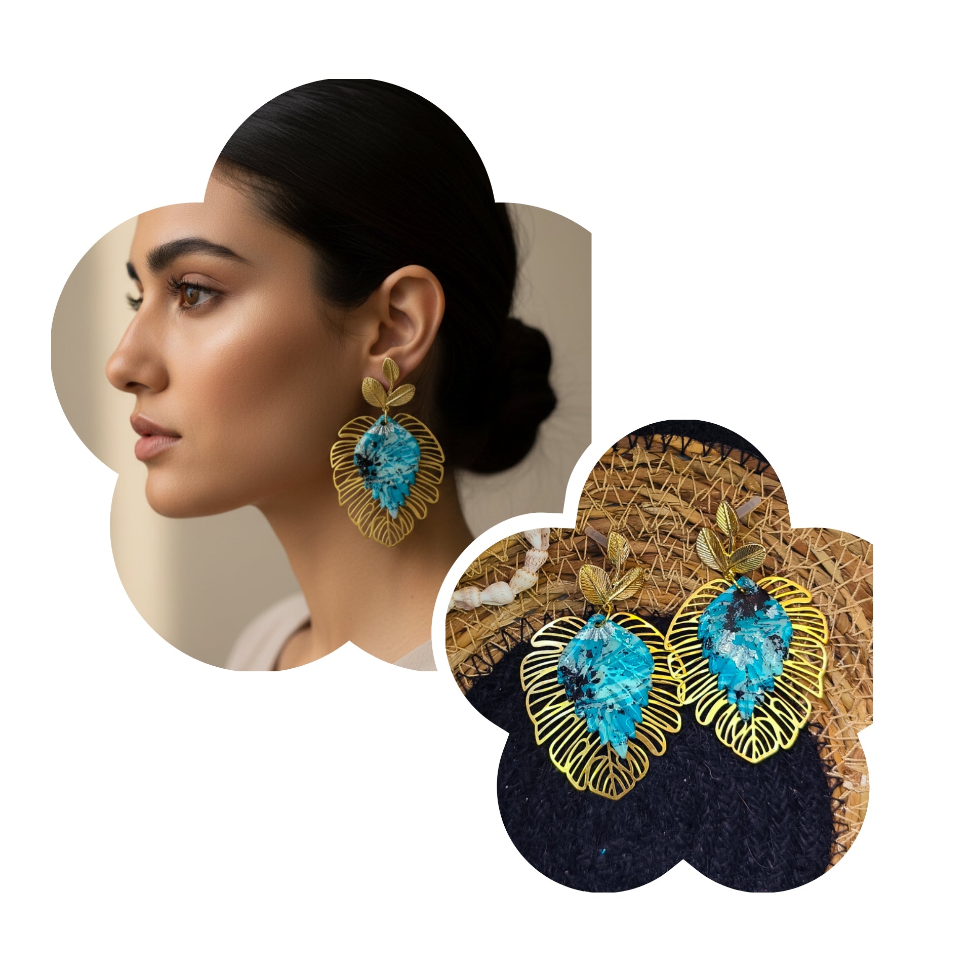 Boucle d'oreille Aloha bleu