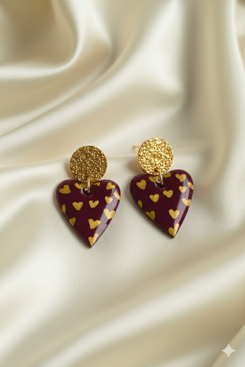 Coeur bordeaux coeur doré