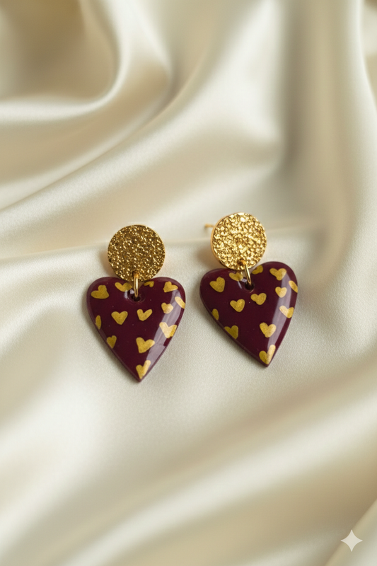 Coeur bordeaux coeur doré