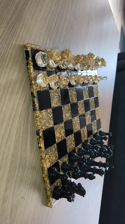 Echiquier noir et feuille d'or