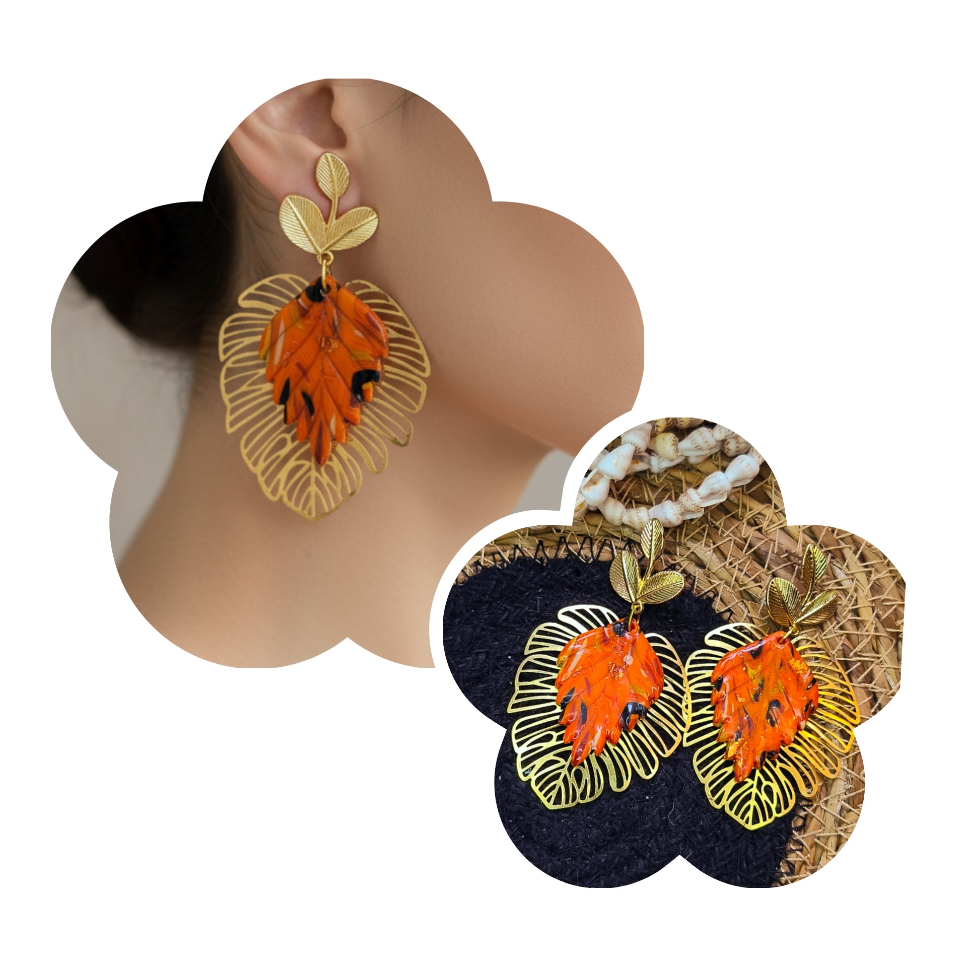 Boucle d'oreille  Aloha orange